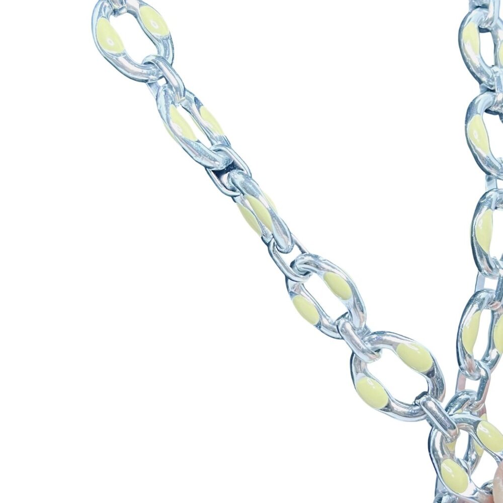 Vintage Silver Tone & Cream Enamel Chain Necklace & Bracelet Set (5664) - Picture 5 of 12